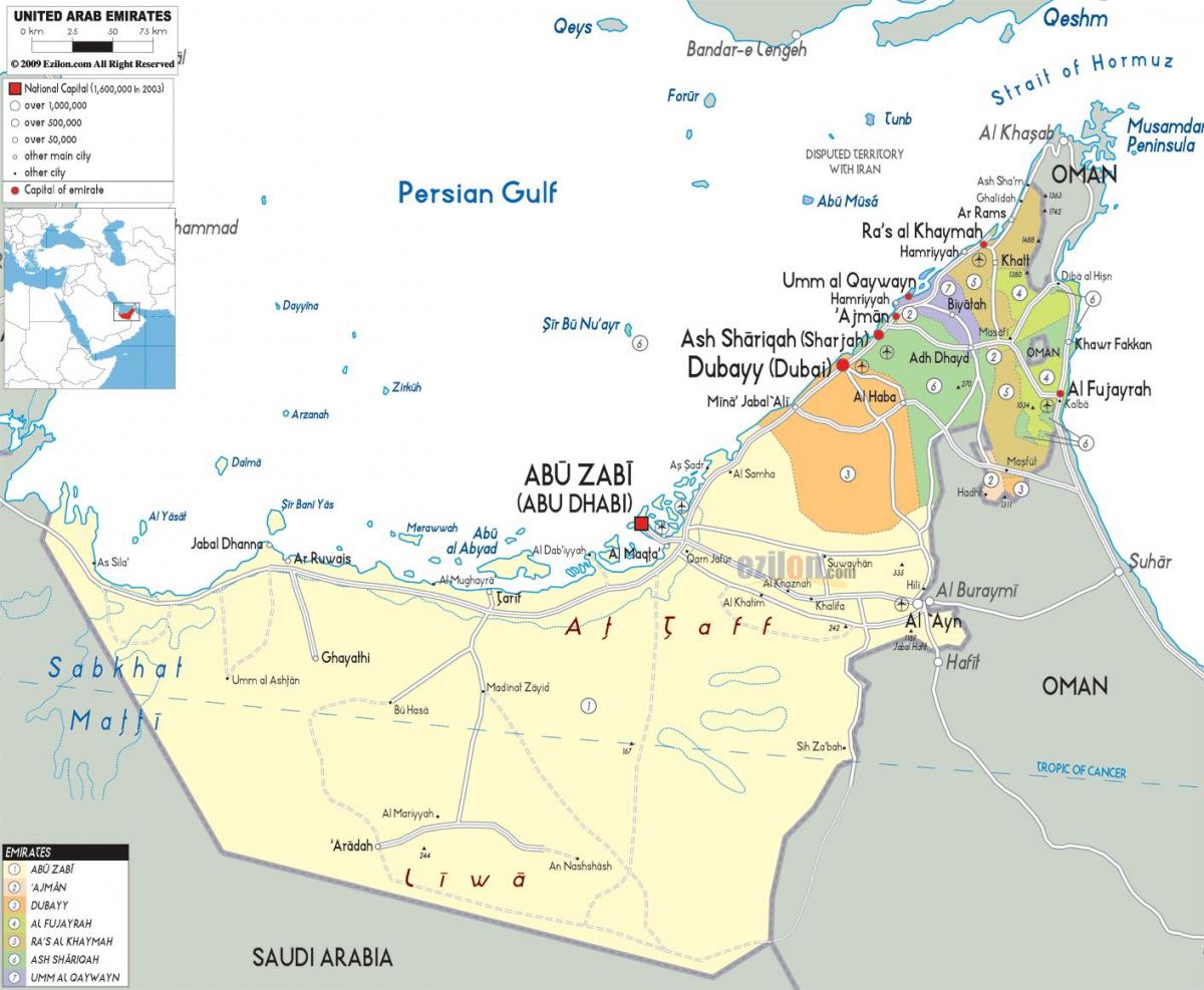 χάρτης του Ντουμπάι ηνωμένα αραβικά Εμιράτα