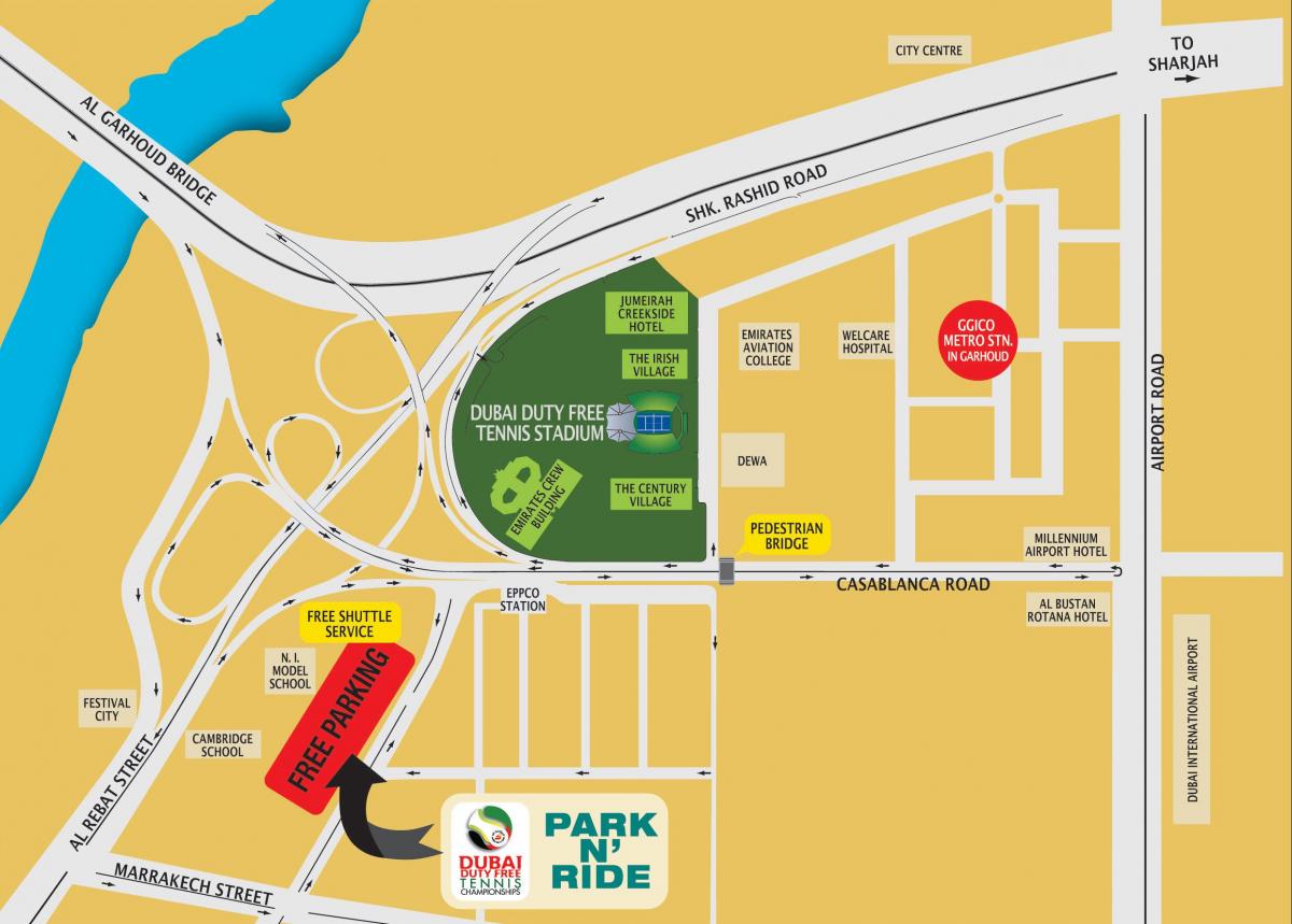 Dubai duty free tennis stadium τοποθεσία χάρτης