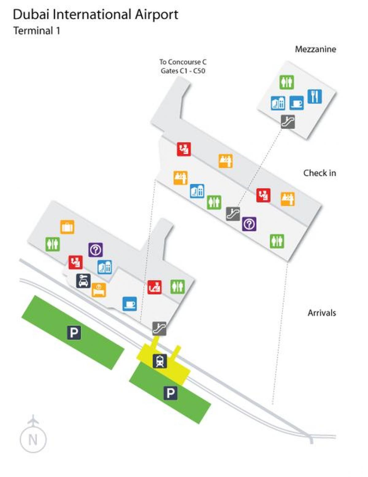 Αεροδρόμιο του ντουμπάι terminal 1 χάρτης τοποθεσίας