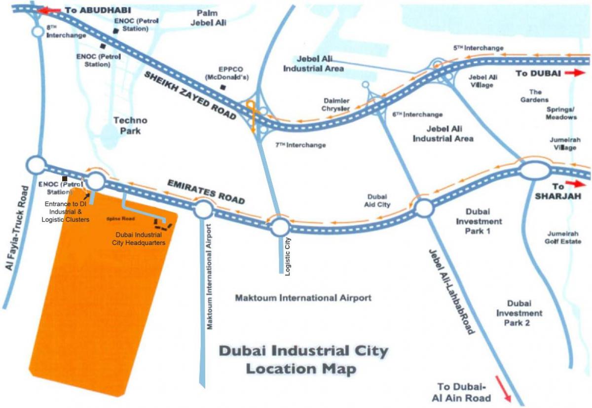 χάρτης του Ντουμπάι βιομηχανική πόλη