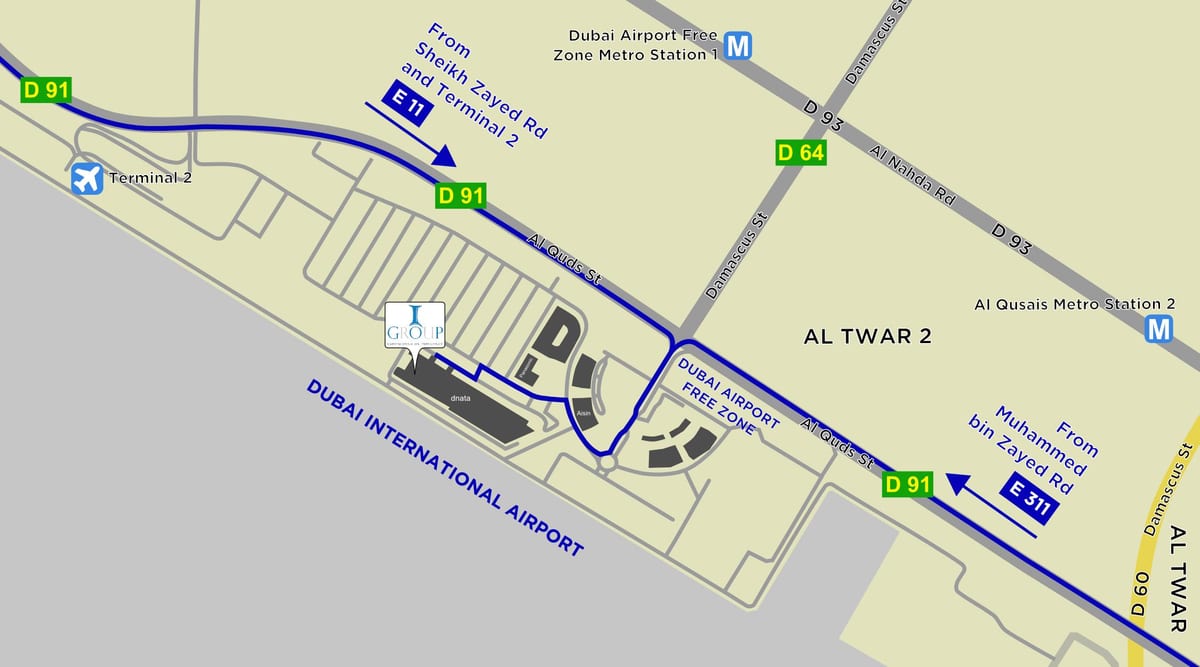 χάρτης της Dubai airport free zone